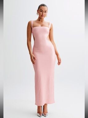MESHKI Adoria Sequin Cut Out Maxi Dress- Pale Pink XS